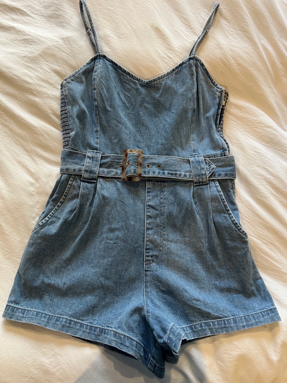 Show Me Your Mumu Light Blue Denim Romper